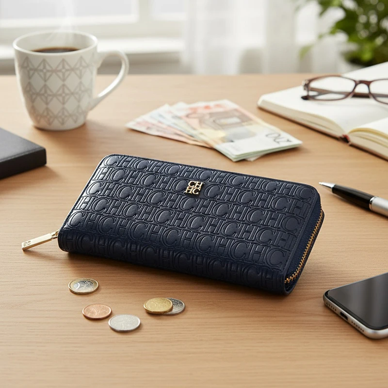 CH Women's Solid Colour Long Wallet Niche Design Fashion Simple Large Capacity Bag Luxury Temperament Vintage Classic Wallet - Image 5