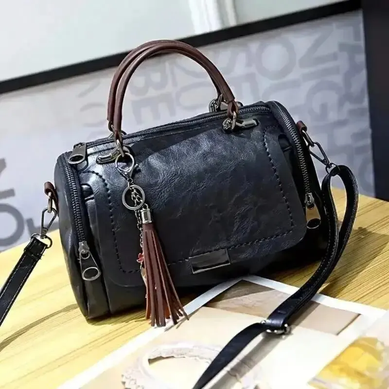 Tassel Decor Handbag, Women's Large Capacity Shoulder Bag, Fashion Zipper Crossbody Bag With Removable Strap - Image 3
