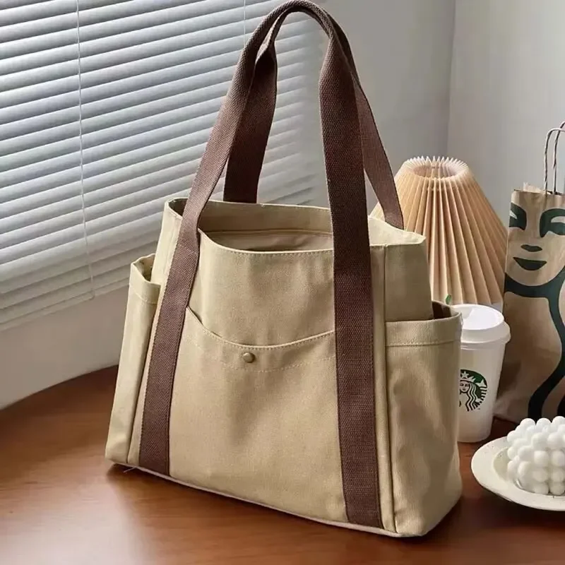 Large Capacity Tote Canvas Bag for Work Outgoing High Appearance Commuting Versatile Art Student Clothing Book Shoulder Bag Bag - Image 4